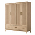 Armadio in legno con 4 ante e maniglie in metallo, 200x150x60 cm
