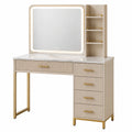 Toeletta LED in Legno MDF e Metallo Crema