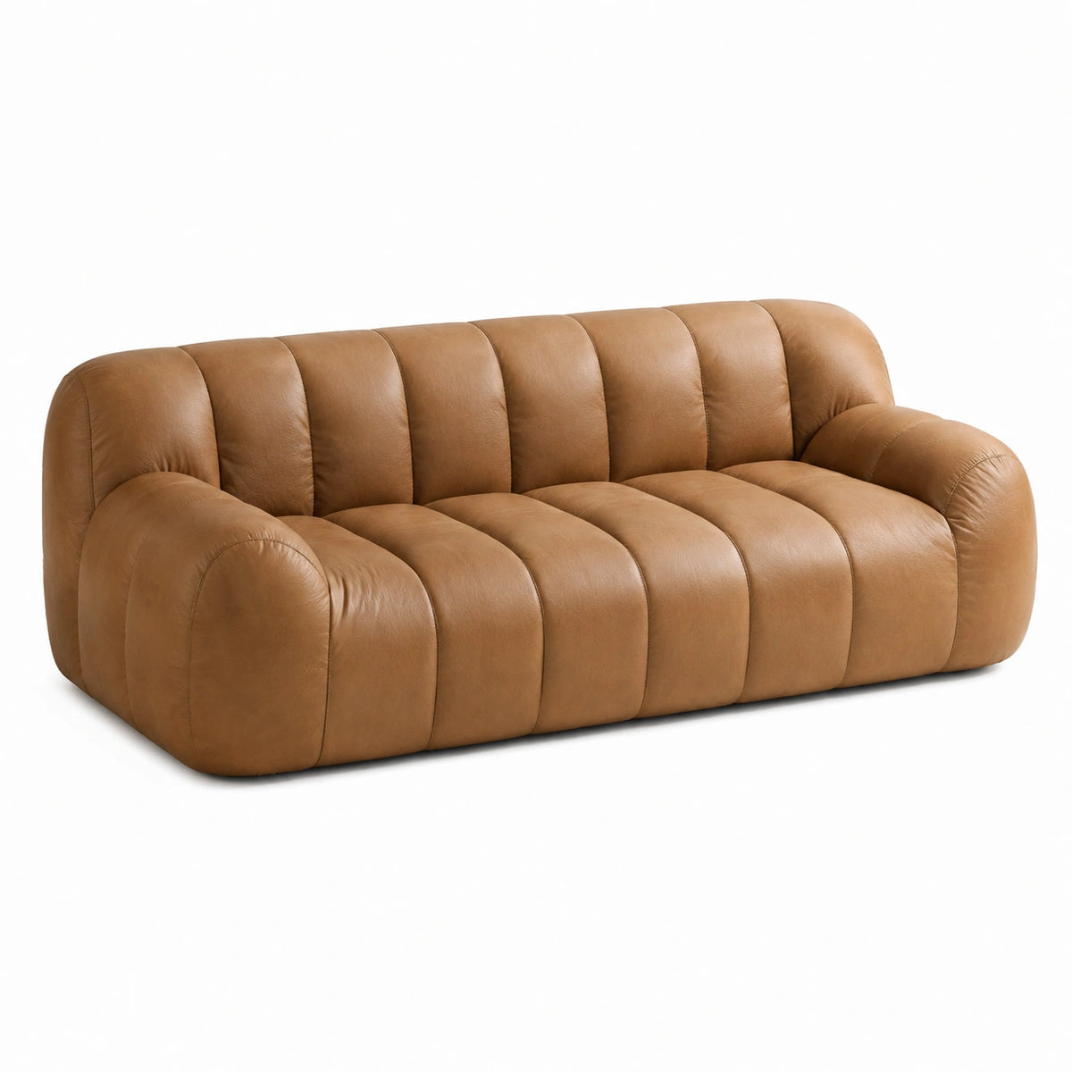 Divano in pelle marrone con struttura in legno 200x90x70 cm
