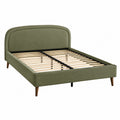 Letto matrimoniale in legno e tessuto verde
