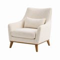 Poltrona in tessuto bouclé crema con struttura in legno