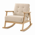 Sedia a dondolo in legno di quercia e tessuto beige 75x85x95 cm