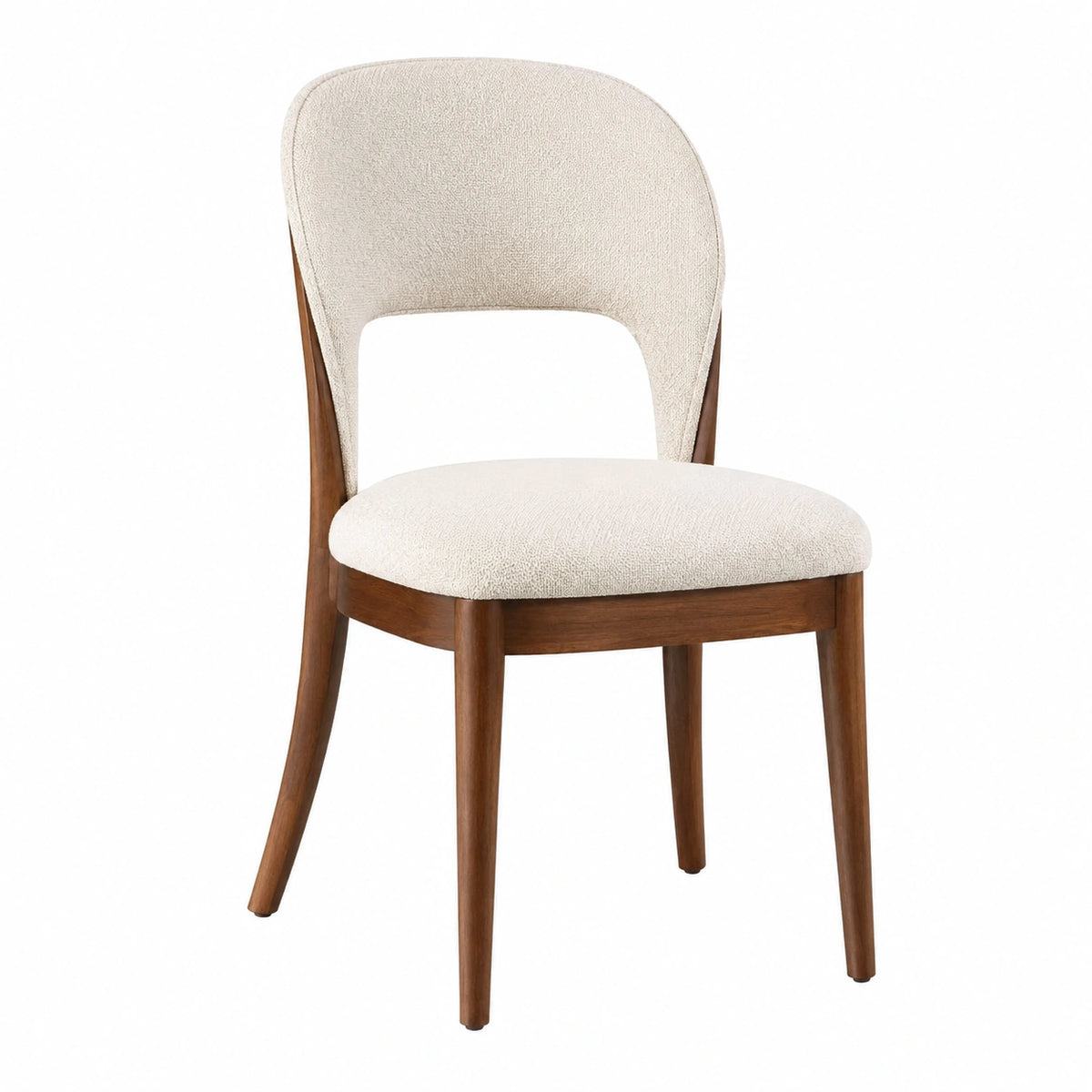 Sedia da pranzo in legno e tessuto poliestere beige