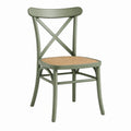 Sedia da pranzo in legno con seduta in rattan verde